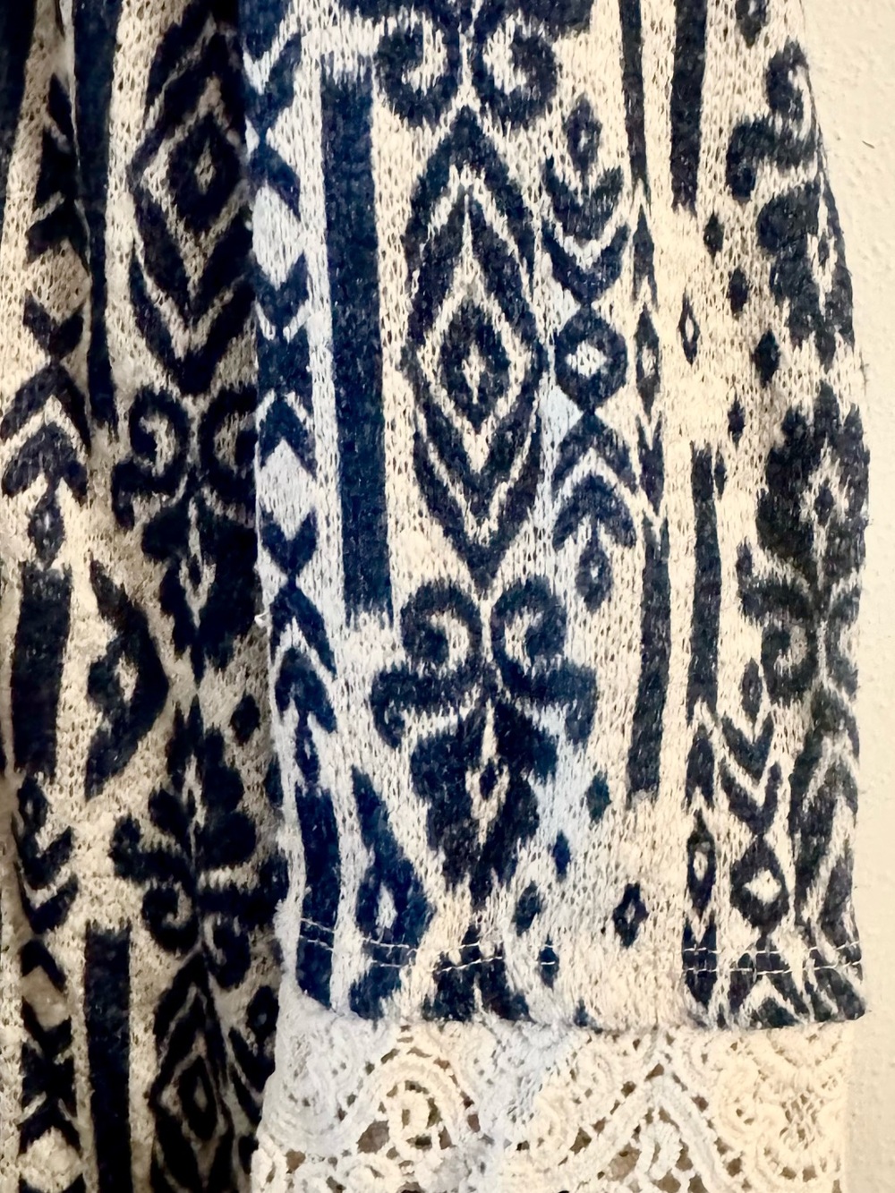 Style & Co Blue Ikat Crochet Trim Peasant Top XXL - Picture 4 of 7
